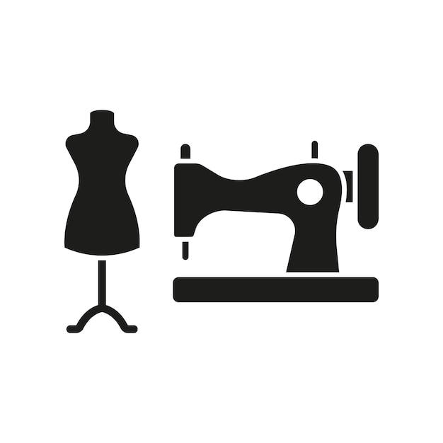 El maniquí y la máquina de coser sastre e icono de la moda simbolizan la precisión y la creatividad perfectas para la confección de vestidos