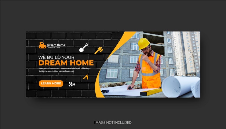 Vector manitas reparación o construcción del hogar diseño de portada de línea de tiempo de facebook
