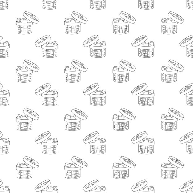 Manju pattern6 Patrón sin costuras con empanadas de manju japonesas recién cocinadas Doodle ilustración de vector de dibujos animados en blanco y negro