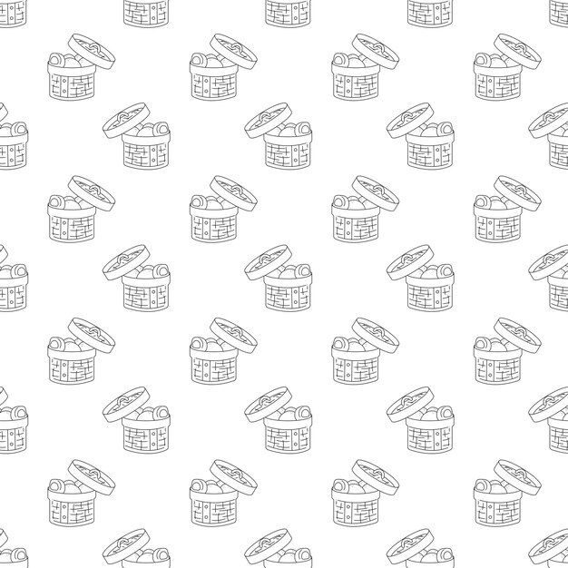 Manju pattern6 patrón sin costuras con empanadas de manju japonesas recién cocinadas doodle ilustración de vector de dibujos animados en blanco y negro