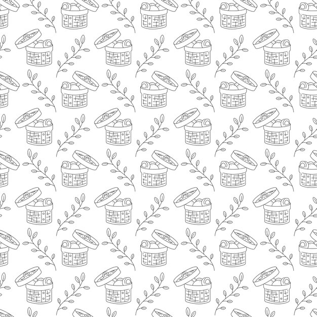 Manju pattern8 Patrón sin costuras con empanadas de manju japonesas recién cocinadas Doodle ilustración de vector de dibujos animados en blanco y negro