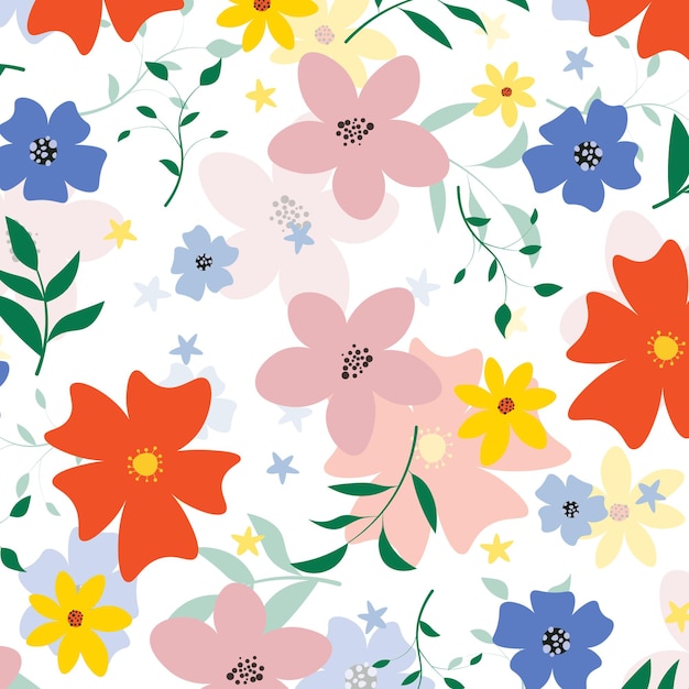 Mano abstracta dibujar fondo floral. Ilustración vectorial.