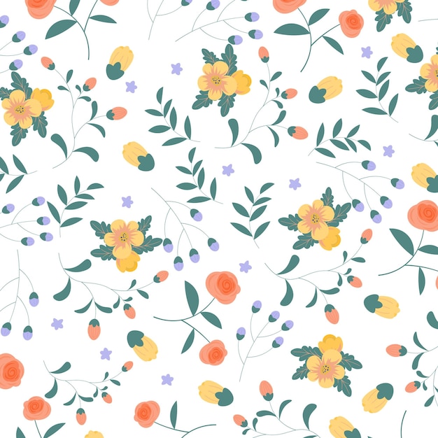 Mano abstracta dibujar fondo floral. Ilustración vectorial.