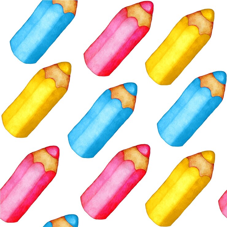 Vector mano de acuarela dibujada de patrón de lápices de colores