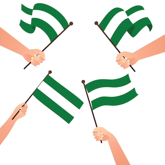 Con la mano y agitando la bandera nacional de Rotterdam Día de la Independencia concepto patriótico