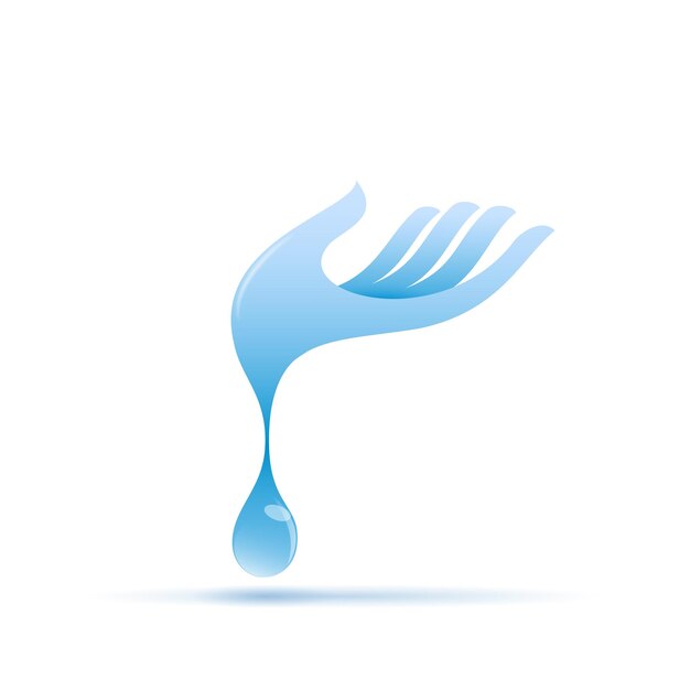 Mano de agua vectorial con gota