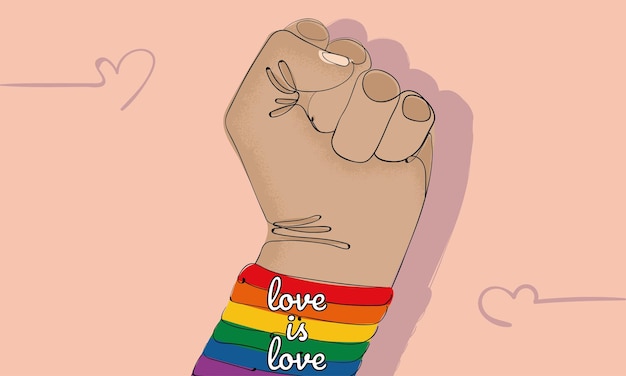 Mano aislada haciendo un símbolo de revolución Concepto LGBT Ilustración vectorial