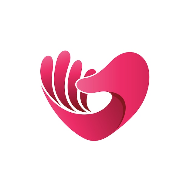 Mano con amor forma logo vector