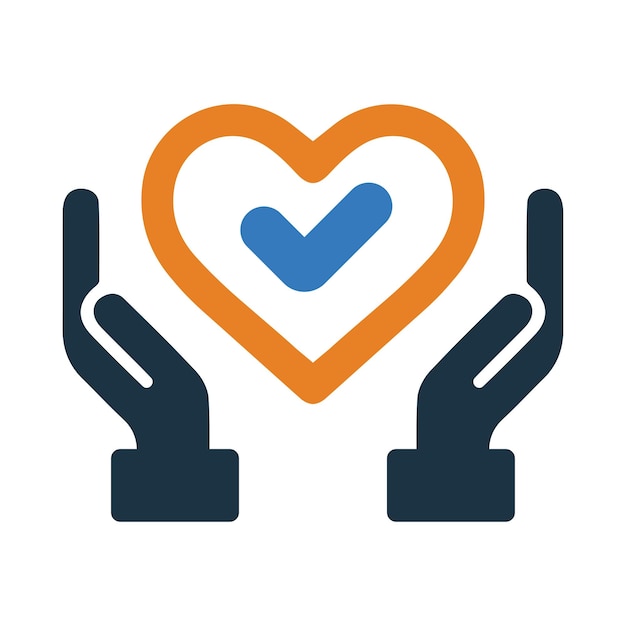 la mano del amor marca el icono de cuidado del corazón