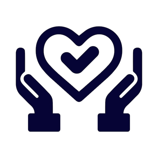 la mano del amor marca el icono de cuidado del corazón