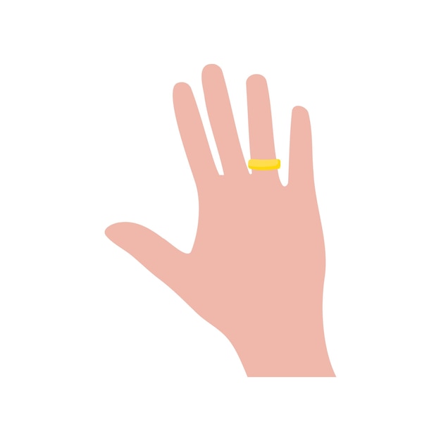 La mano con el anillo de compromiso en estilo lindo