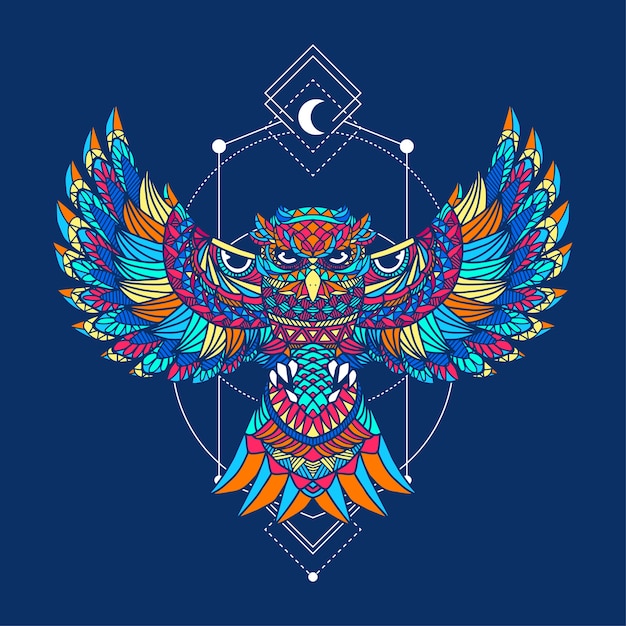 mano de animales coloridos ilustraciones dibujar estilo zentangle con fondo geométrico sagrado