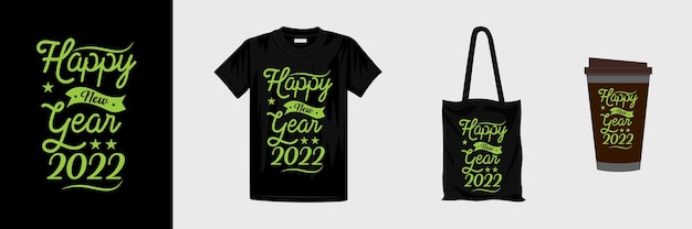 Mano de año nuevo dibujar diseño de camiseta con letras. listo para camiseta, taza, regalo y otros.