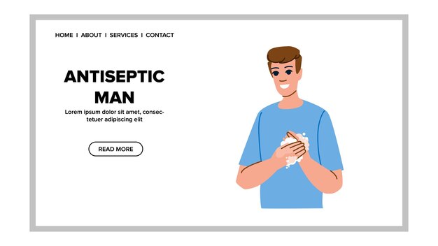 mano antiséptico hombre vector gel higiene virus coronavirus desinfectante desinfectar mano antiséptico hombre web plano dibujos animados ilustración