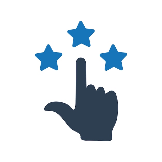Una mano apuntando a cinco estrellas.