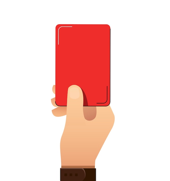 Mano de árbitros de fútbol con tarjeta roja.