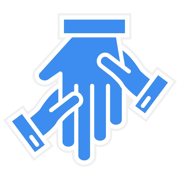 una mano azul que señala a la derecha y a la derecha