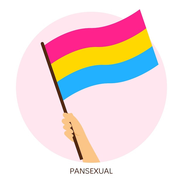 La mano con la bandera del orgullo pansexual