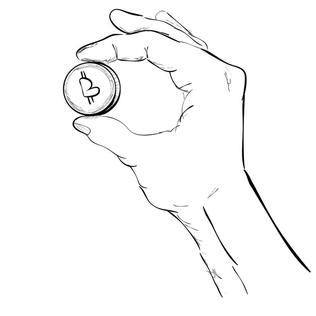 De la mano bitcoin simple vector de la mano dibujar boceto garabatos