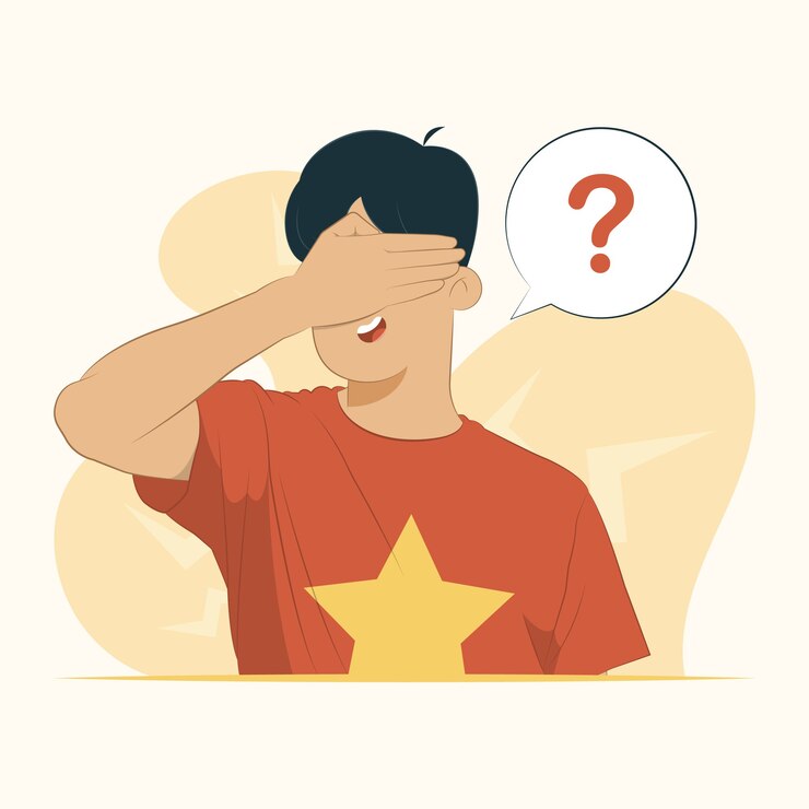 Vector mano en la cara que cubre los ojos sonriendo riendo ciego concepto