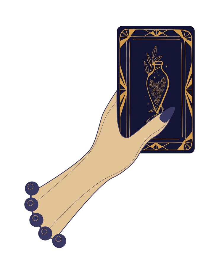 Vector mano de carta de tarot de adivino femenino ilustración de vector de tarot en estilo vintage con místico