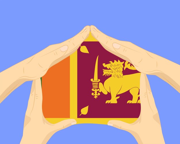 Mano en casa con bandera de Sri Lanka idea residencial o de inversión vivienda y concepto de casa