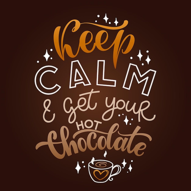 Mano de chocolate letras cita elementos de diseño de vector de composición de palabra de invierno de Navidad colorido