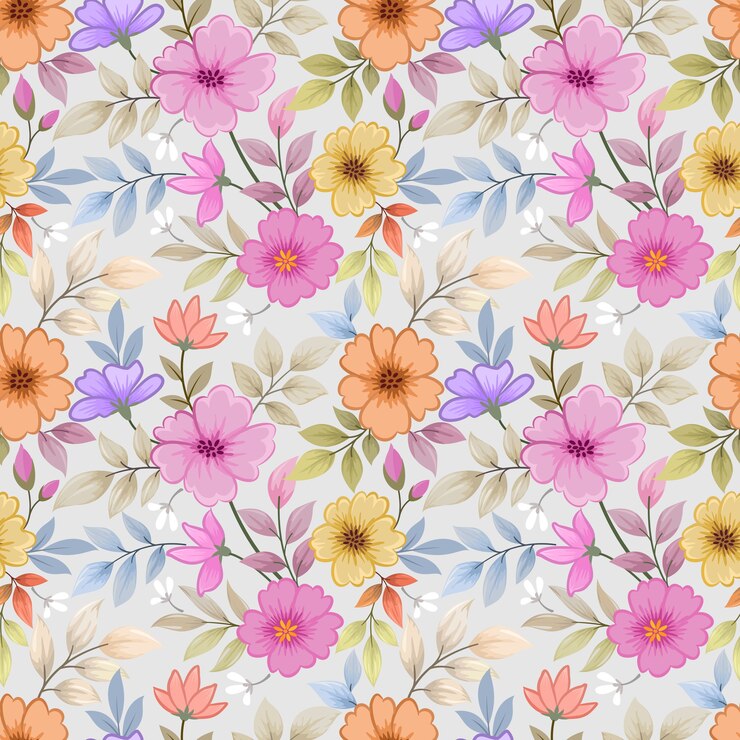 Vector mano colorida dibujar flores de patrones sin fisuras