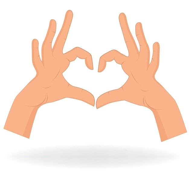 Mano como un corazón sobre un fondo blanco