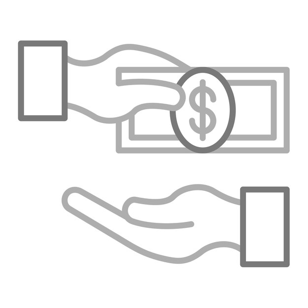 una mano dando una moneda a otra mano que tiene un signo de dólar en ella