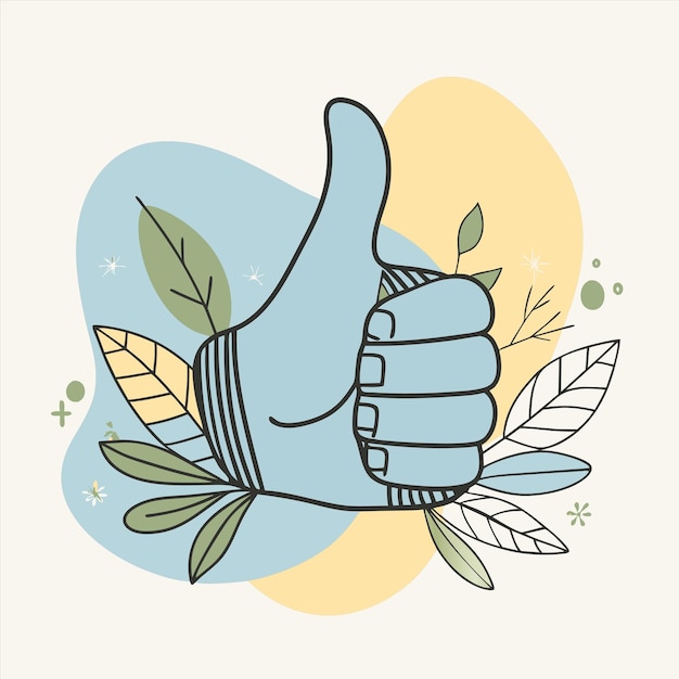 una mano dando un signo de pulgares hacia arriba con una imagen de una persona dando un pulgar hacia arriba
