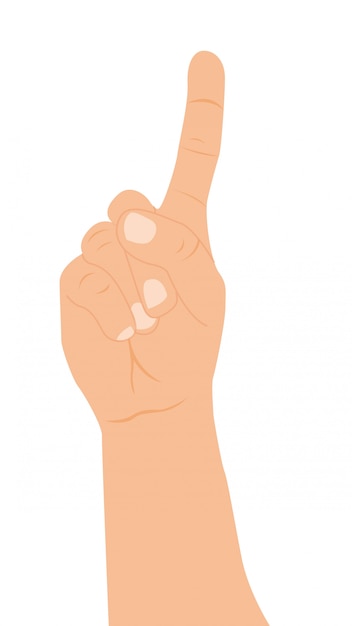 mano con un dedo hacia arriba sobre fondo blanco vector