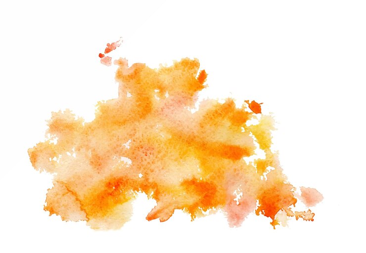 Vector mano dibujada acuarela pintura salpicadura mancha salpicadura punto amarillo naranja verde colores ilustración objeto aislado sobre fondo blanco logotipo de la tienda imprimir sitio web tarjeta de visita folleto fondo