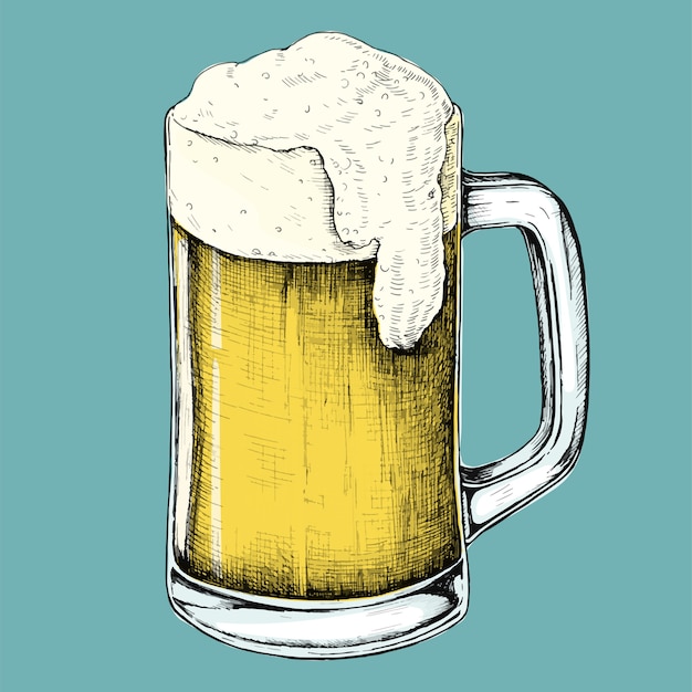Mano dibujada cerveza bebida alcohólica