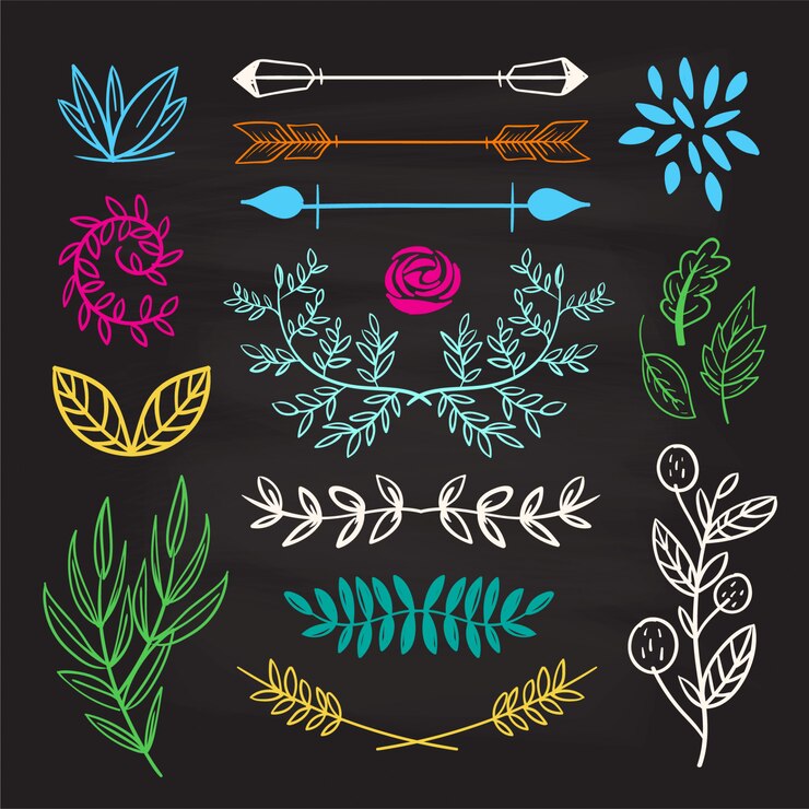 Vector mano dibujada conjunto de elementos lindos doodle