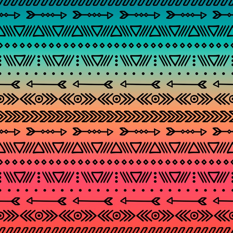 Vector mano dibujada geométrica étnica tribal de patrones sin fisuras. estilo doodles. boho rayas