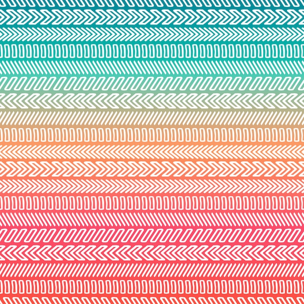 Mano dibujada geométrica étnica tribal de patrones sin fisuras. Estilo Doodles. Boho rayas