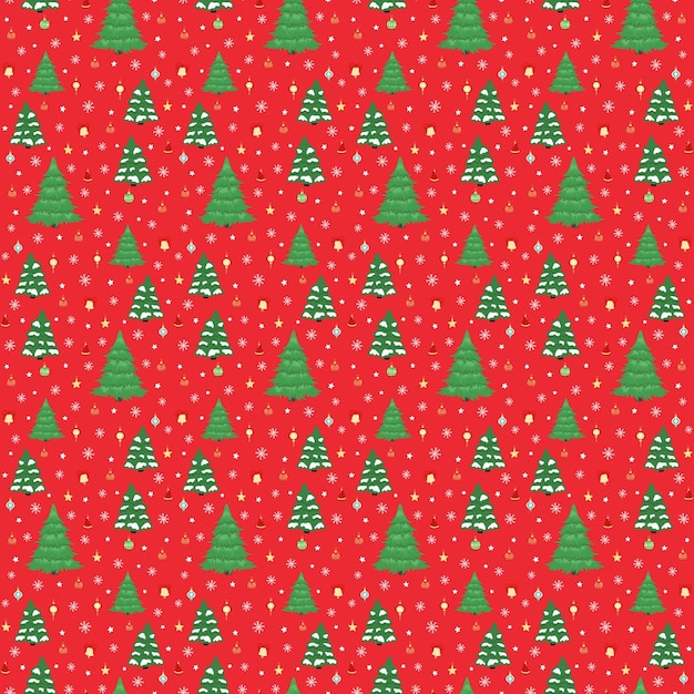 Mano dibujada de patrones sin fisuras de árbol de Navidad decorativo colorido bola de Navidad estrella copo de nieve Feliz año nuevo y Navidad ilustración para tarjeta de felicitación invitación papel tapiz papel de regalo