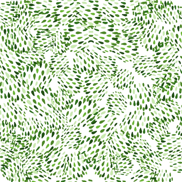 Mano dibujada puntos caóticos verdes de patrones sin fisuras. Fondo de formas abstractas. Diseño para tela, estampado textil, papel de regalo, textil infantil. Ilustración vectorial