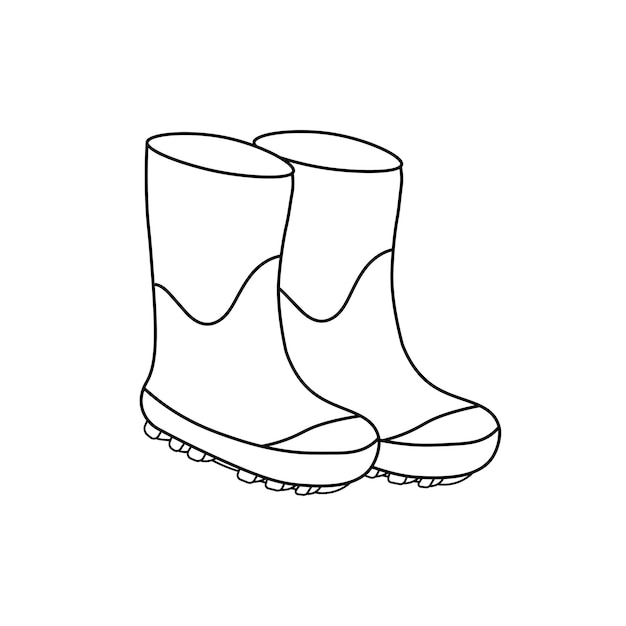 Mano, dibujado, niños, dibujo, caricatura, vector, ilustración, botas, icono, aislado, blanco, plano de fondo