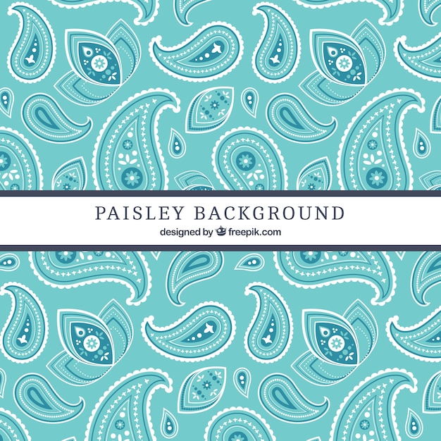 Mano dibujado Paisley fondo azul