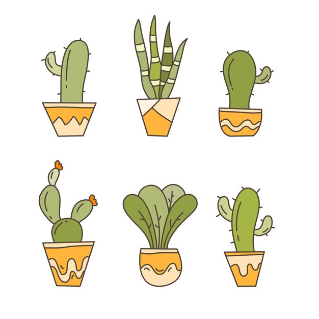 mano dibujar conjunto de vectores de plantas paquete conjunto de vectores de plantas paquete