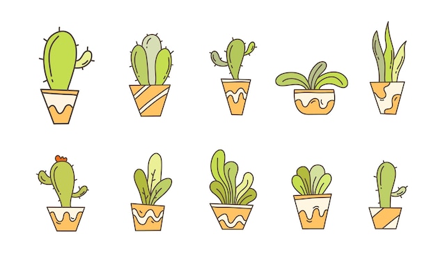 mano dibujar conjunto de vectores de plantas paquete conjunto de vectores de plantas paquete