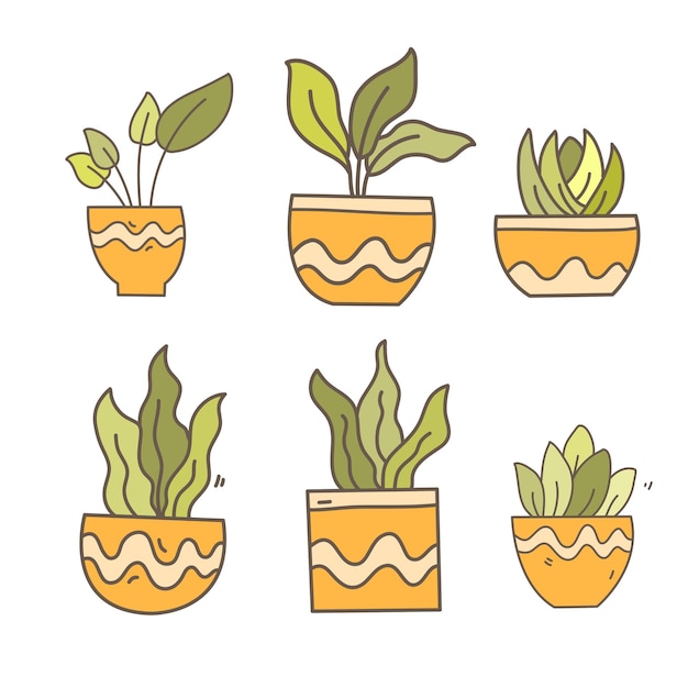 Vector mano dibujar conjunto de vectores de plantas paquete conjunto de vectores de plantas paquete