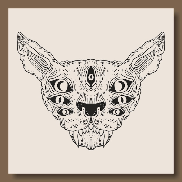 Mano dibujar diseño de vector de gato malvado