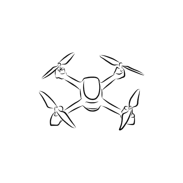 Vector mano dibujar vehículo aéreo de ilustración vectorial, quadrocopter. drone aéreo. boceto de drone