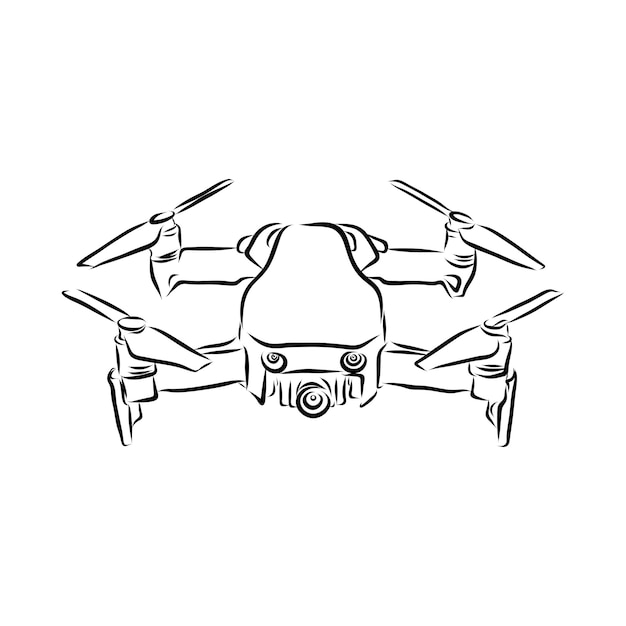 Mano dibujar vehículo aéreo de ilustración vectorial, quadrocopter. drone aéreo. boceto de drone