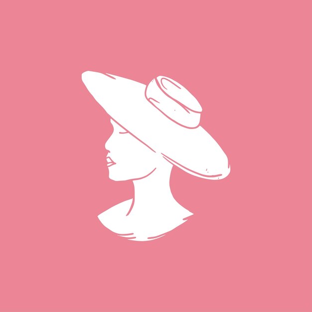 Mano Dibujo Belleza Minimalista Rostro Mujer Aislada Sobre Fondo Rosa