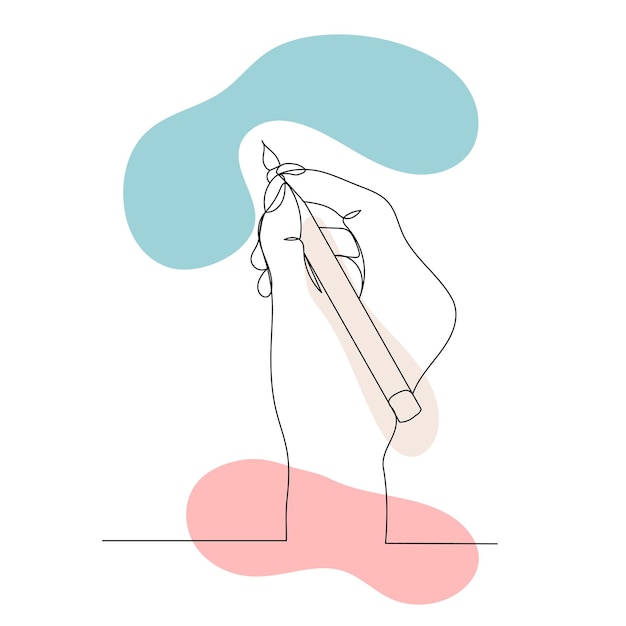 Mano con dibujo a lápiz un vector de boceto de línea continua