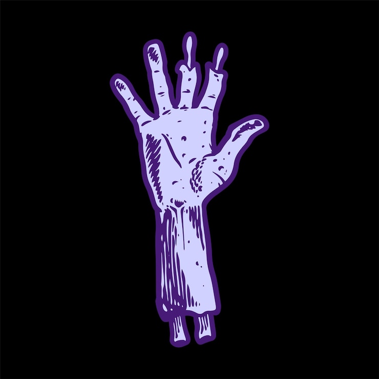 Vector mano, dibujo, vector, zombie, mano, halloween, elemento, ilustración, stiker, mascota, logotipo, símbolo, icono